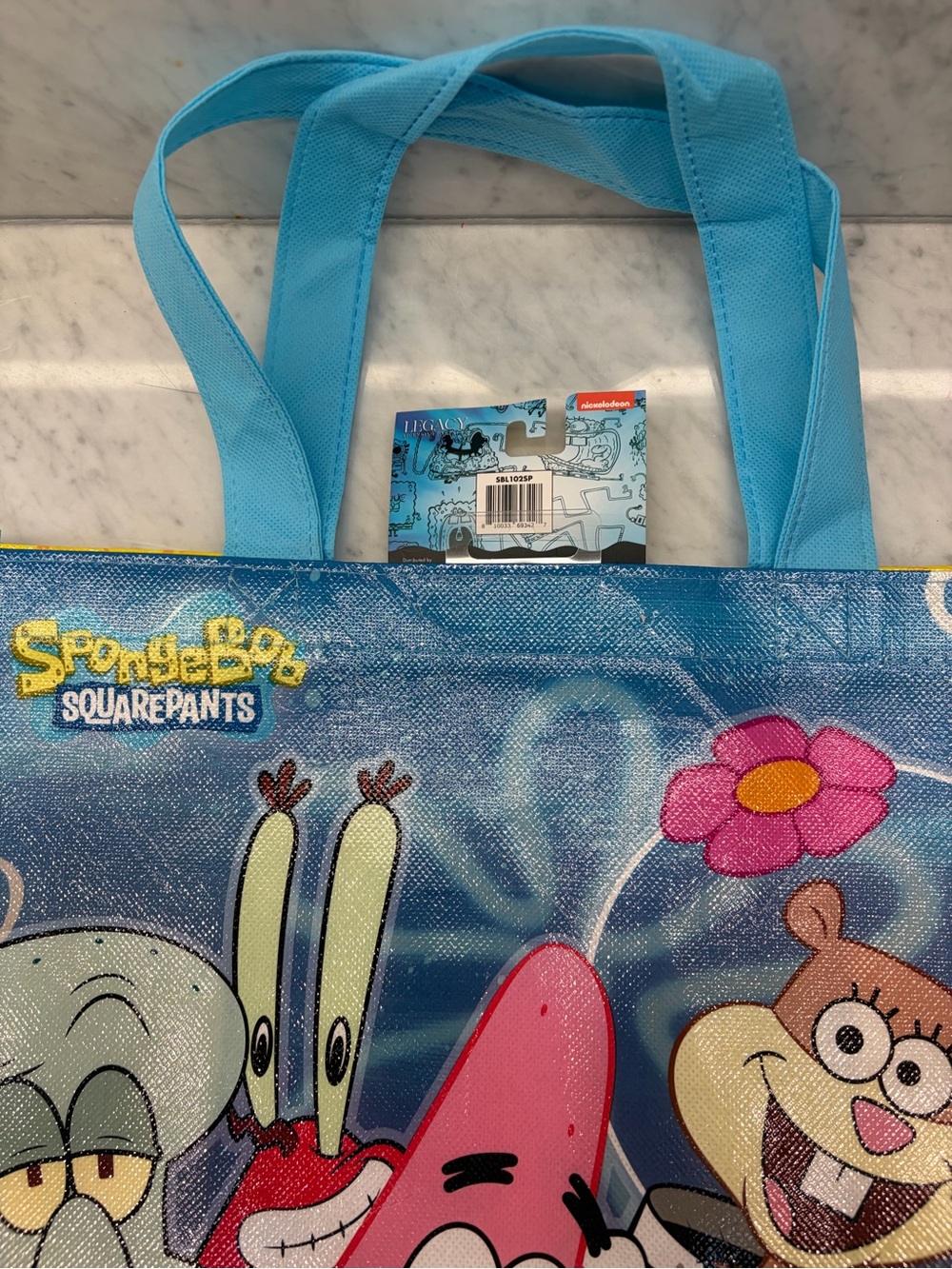 SpongeBob SquarePants Large Reusable Shopping Tote Bag NWT 13.5 x 15.5 - Picture 3 of 5